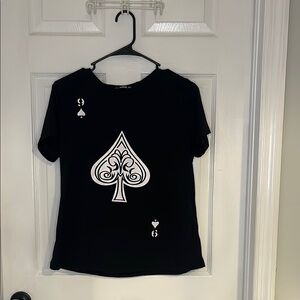 SHEIN Black Spade Design Short Sleeve Tee